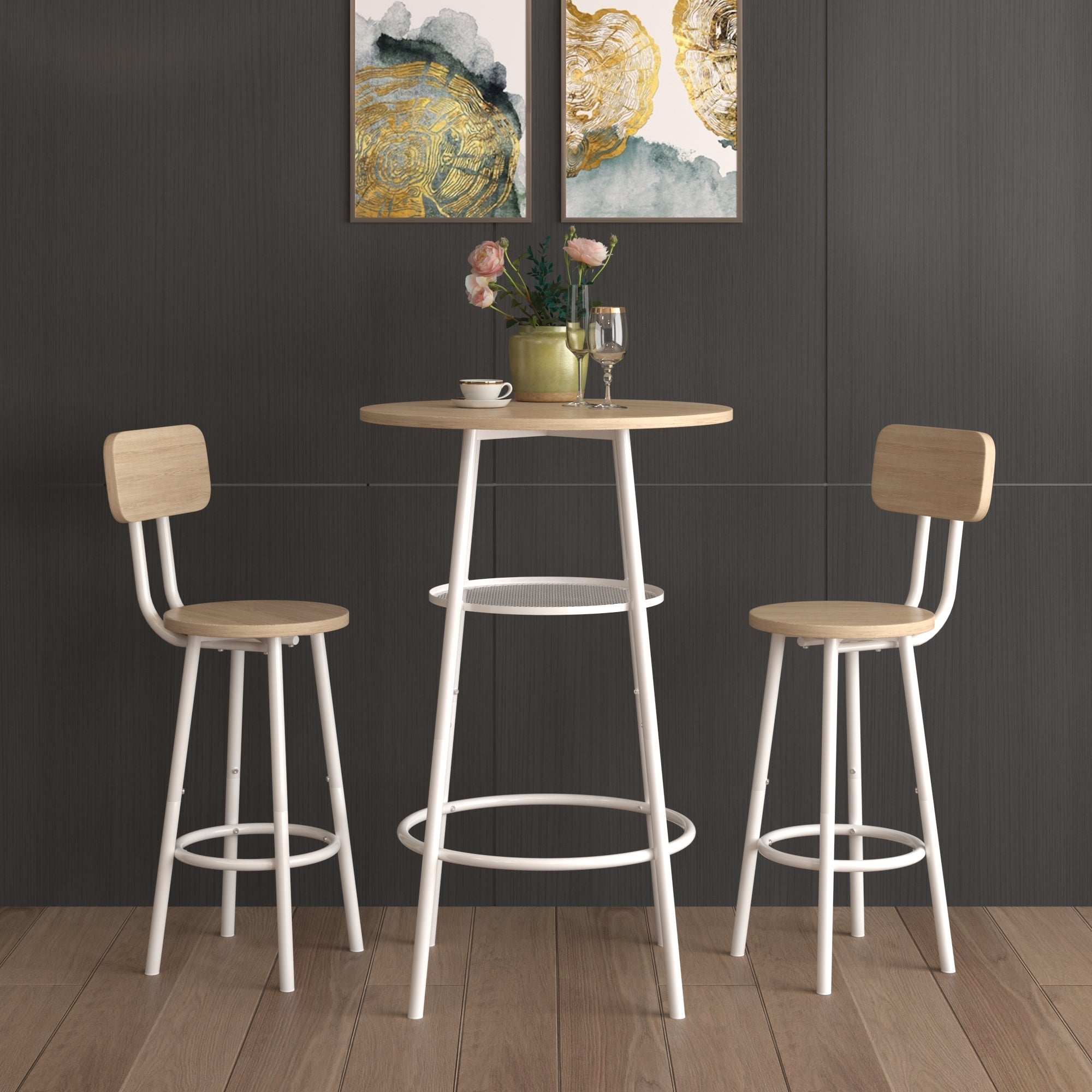 Bar table, equipped with 2 bar stools , with backrest and partition - Grand Goldman Shop