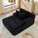 Single lazy sofa lounge chair, no assembly required, made of velvet fabric, fluffy modern single lounge chair, used for indoor living rooms and bedrooms-Black - Grand Goldman Shop