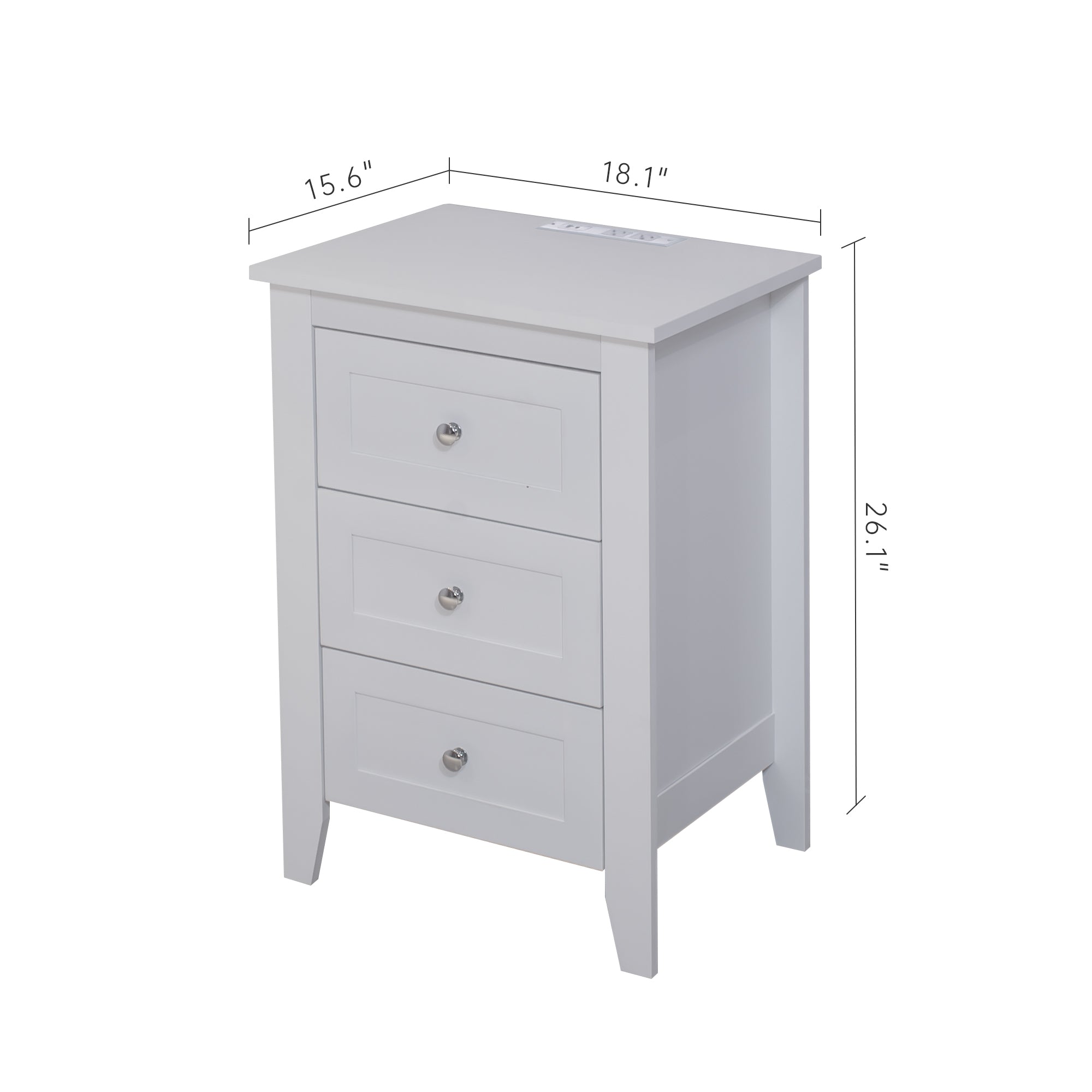 White 3 Drawer Nightstand with Charging Station and USB Ports & Power Outlets,Wooden Bed Side Table/End Table Modern Night Stands for Bedrooms - Grand Goldman Shop