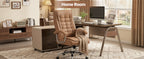 Executive Office Chair High Back PU Leather Desk Chair with Spring Seat Cushion, Ergonomic Swivel Computer Chair with Chrome 