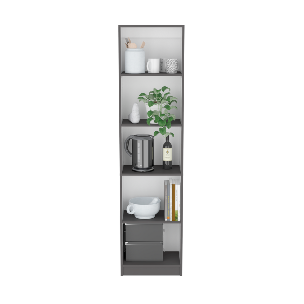 Bookcase Compact Bookshelf with Multiple Shelves, Matt Gray / White | Premium Home Decor - Grand Goldman