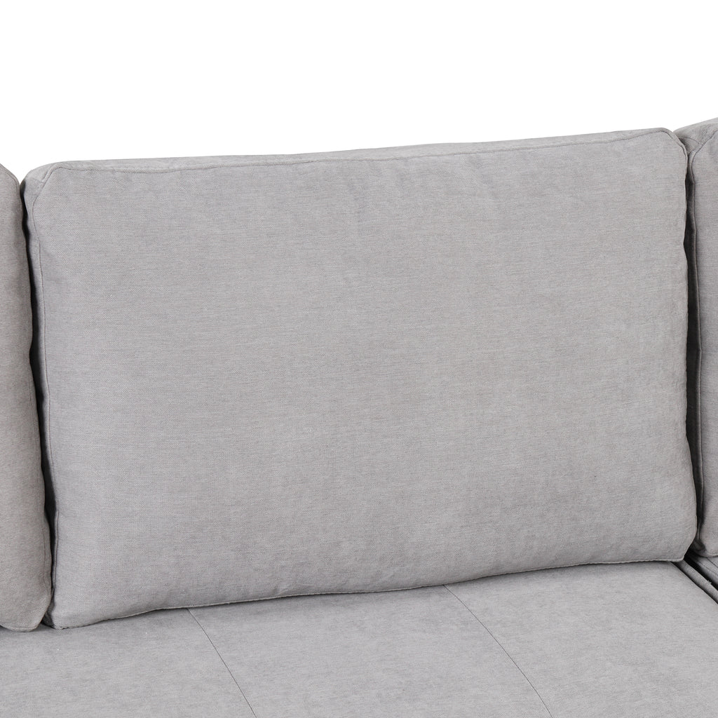 Modern Reversible L-Shape Pull Out Sleeper Sofa with Storage Chaise and Stools, Gray Linen, 104.5' - Grand Goldman Shop