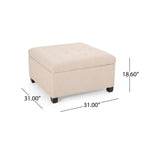 ISABELLA Ottoman Storage Solution in Wheat Fabric with Birch Legs - Grand Goldman Shop