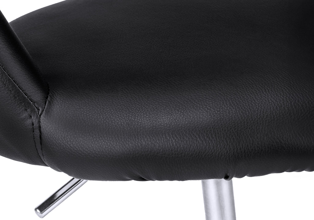 Office Chair, Adjustable Height, Swivel, Ergonomic, Armrests, Computer Desk, Work, Black Leather Look, Chrome Metal, Contempo