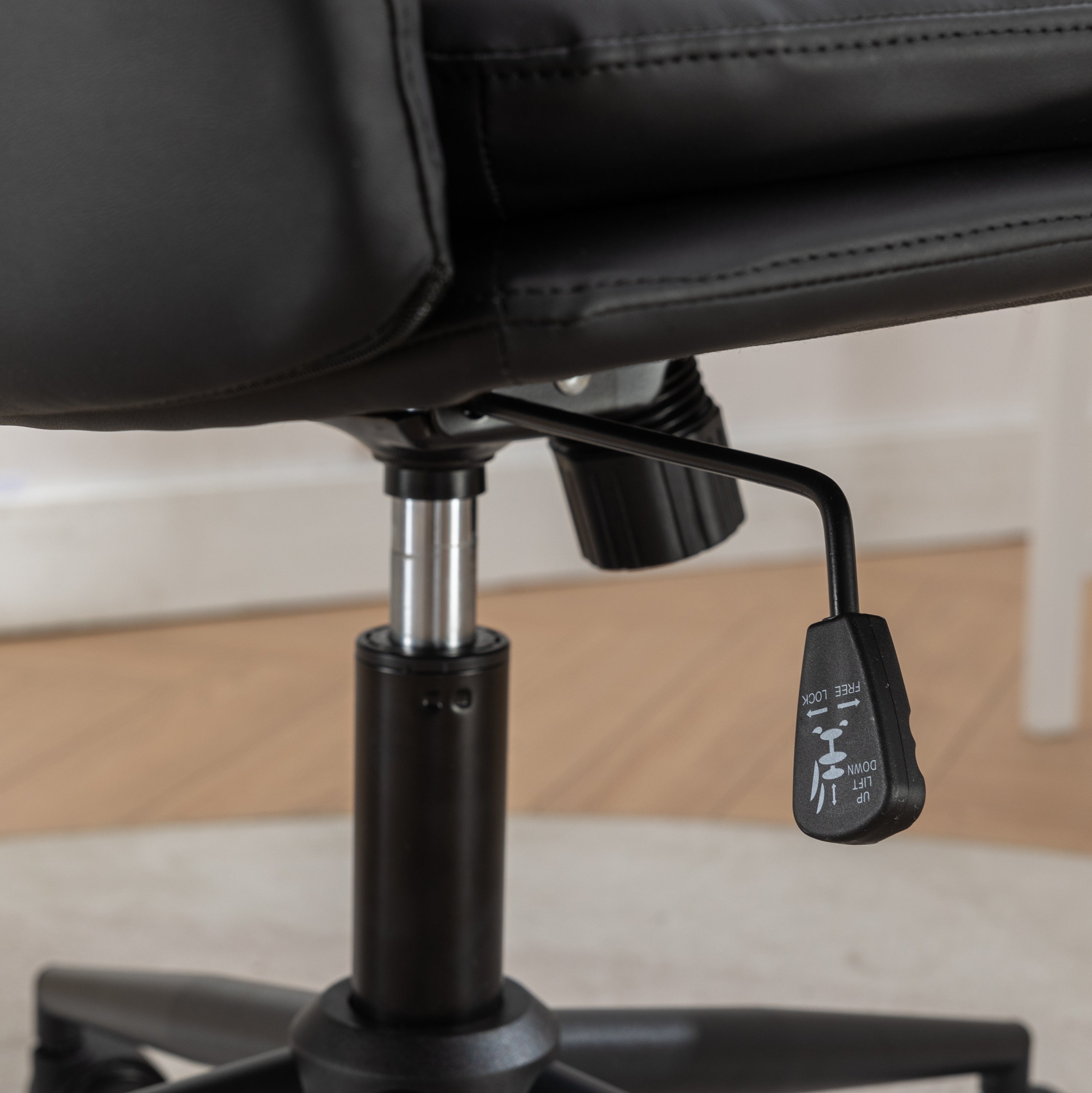 Bizerte Adjustable Swivel Criss-Cross Chair, Wide Seat/ Office Chair /Vanity Chair, Black - Grand Goldman