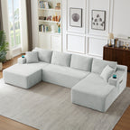 Compressible U-Shaped Sectional Sofa Set,Minimalist Style Modular Sectional Sofa, Corduroy Fabric Cloud Couch for Living Room - Grand Goldman Shop