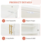 [Assembly Video Provided] TOPMAX 35.5x17.6x70.9inch Freestanding Kitchen Pantry Cabinet, Tall Storage Cabinet with 4 Doors, 2 Door Shelves, 8 Pull-out Trays and Adjustable Shelf for Dining Room, White - Grand Goldman Shop