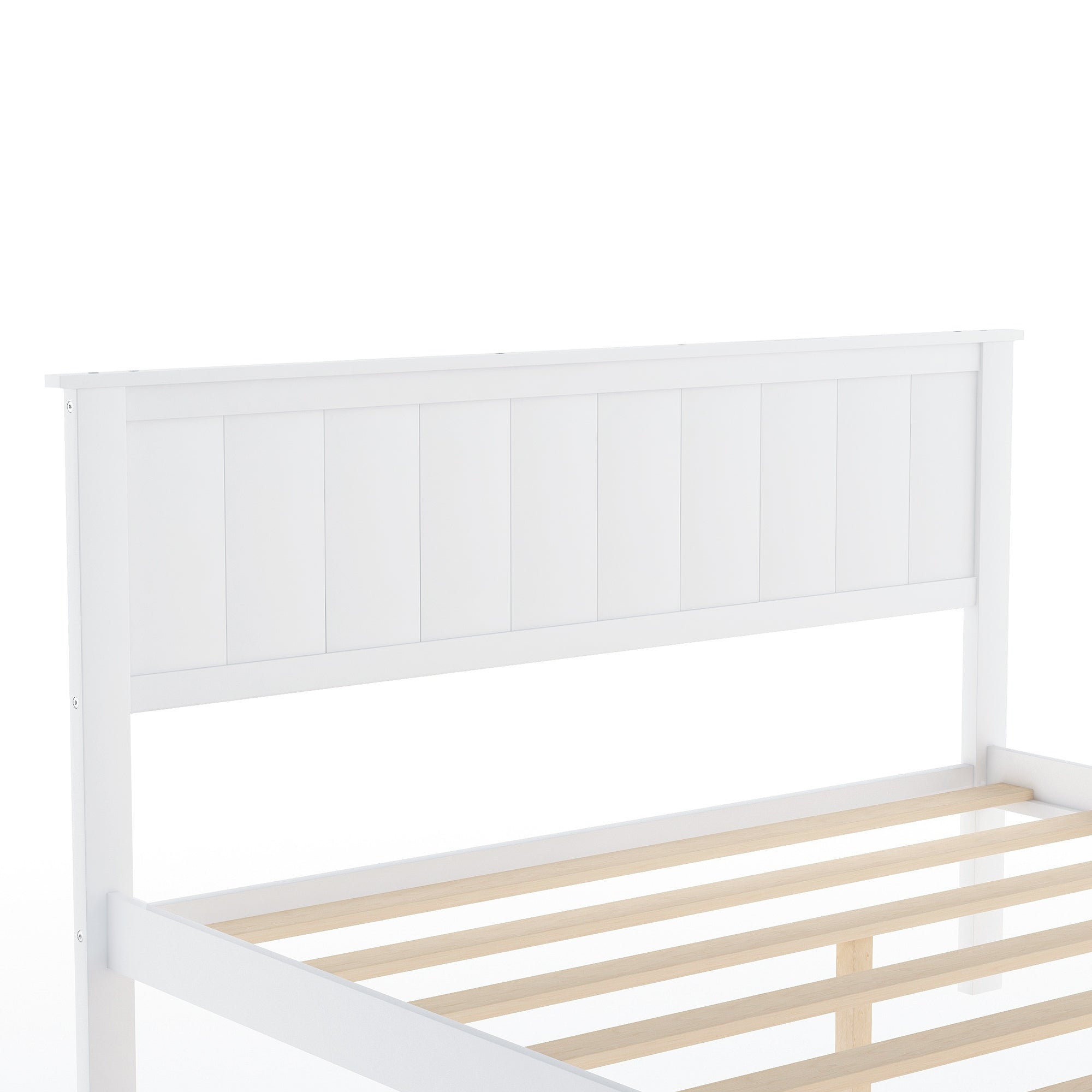 White Full Size Platform Bed with Under-bed Drawers, Solid Pine Wood and MDF, 78.3''L x 58.5''W x 36.2''H - Grand Goldman Shop