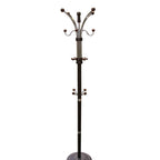 73' Tall Chrome and Wood Coat Rack, Espresso finish - Grand Goldman Shop