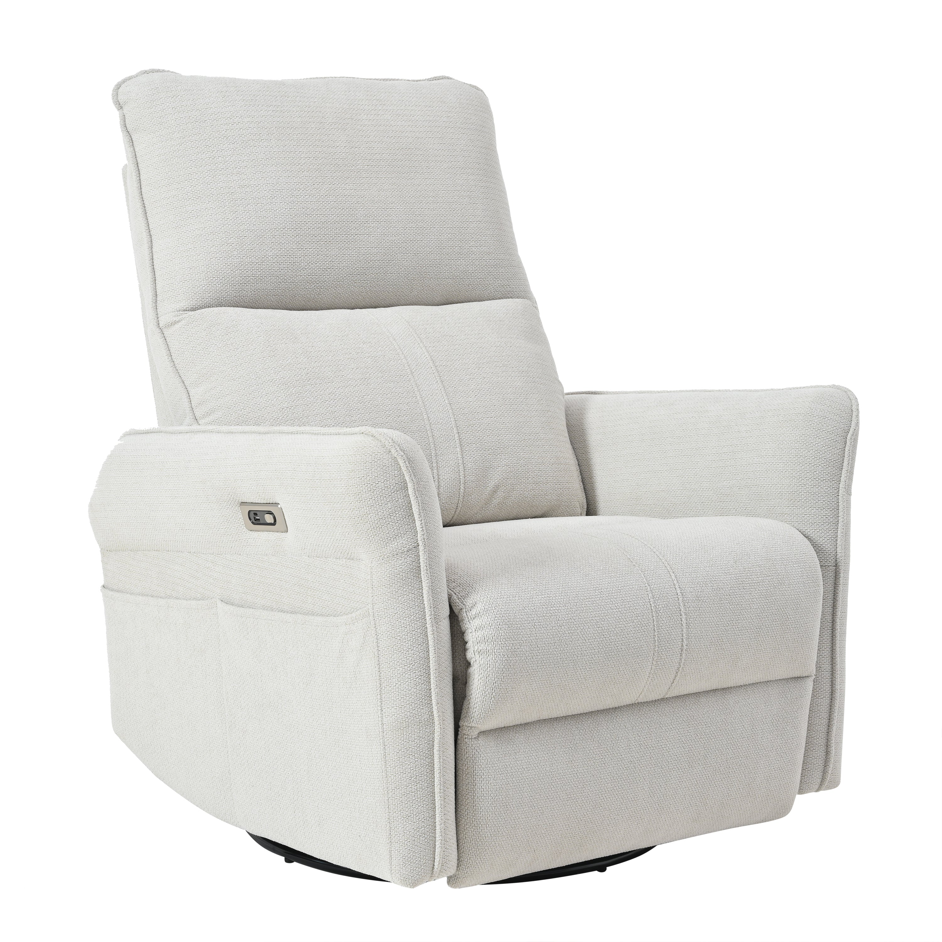 270° Power Swivel Rocker Recliner Chair for Adults, Swivel Rocking Recliner Chair,Electric Small Recliners for Small Spaces, Single Sofa Recliner for Living Room, Bedroom,RV (Fabric Gray+270°Swivel) - Grand Goldman Shop