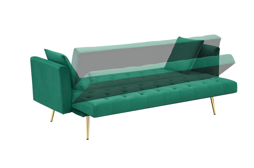 71 inch convertible love seat sofa, American retro  green velvet, suitable for small living room, bedroom, office - Grand Goldman Shop
