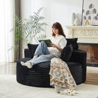 55'L Corduroy Sponge single sofa,No Assembly Required,Fluffy Modern Sleeper Chair for Living room, Bedroom, Lounge and Projection Room(Not a swivel chair.) - Grand Goldman Shop