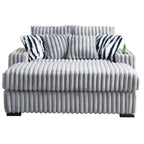 61.42Inch Square Arm Loveseat With Ottoman, 2PCS Back Cushions and 4PCS Toss Pillows, Cupholder,Bluetooth Speaker,Wireless Charger,USB Ports for Living Room and Bedroom,Light Grey - Grand Goldman Shop