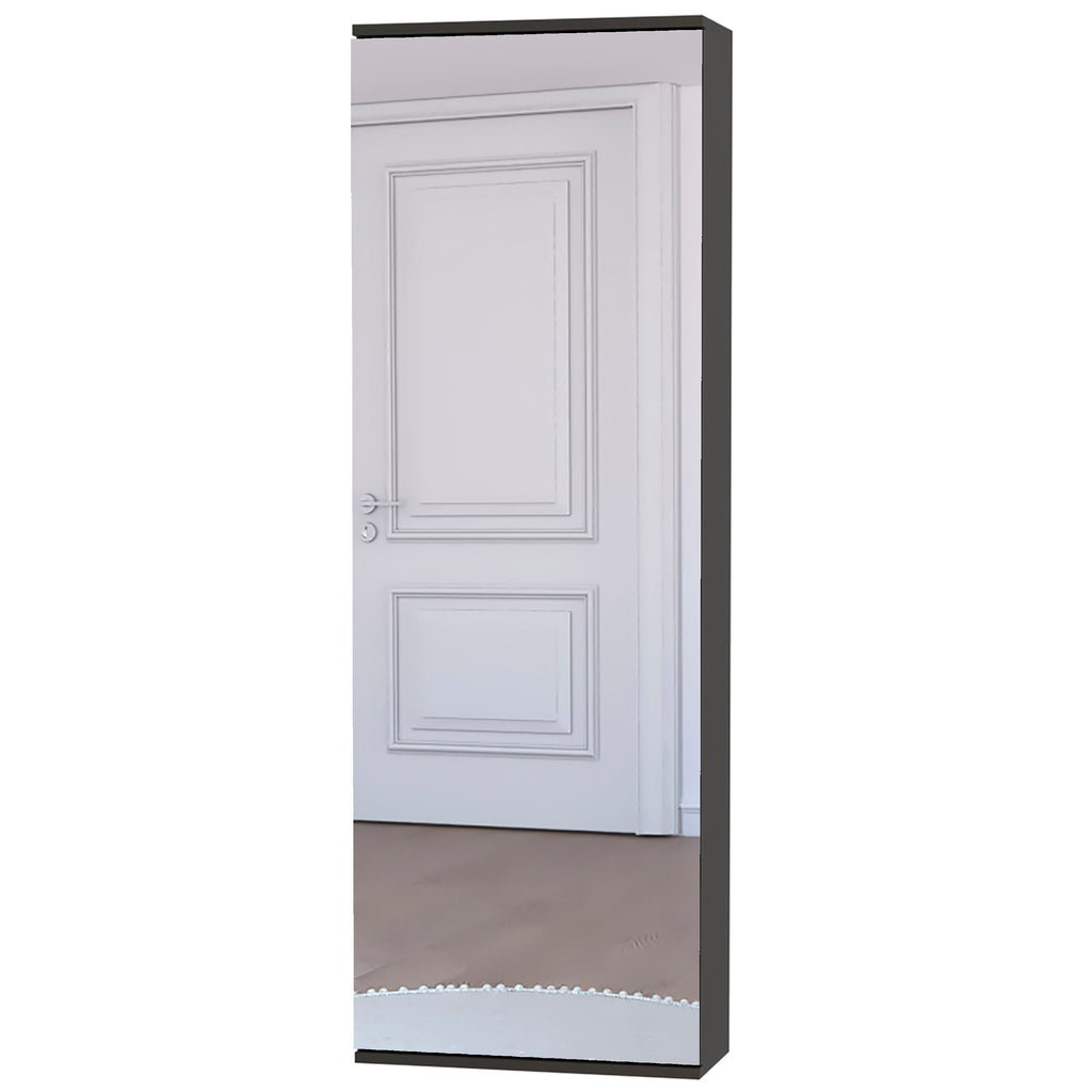 Wall Mounted Shoe Rack With Mirror Chimg, Single Door, Black Wengue Finish - Grand Goldman Shop