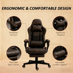 PU Leather Office Gamer Chair High Back Swivel Recliner with Footrest,Lumbar Support,Adjustable Height | Premium Home Decor -
