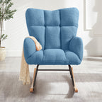 Glider Chair for Living Room Tufted Upholstered Teddy Fabric Rocking Chair with Metal Frame Accent Chair Blue - Grand Goldman Shop