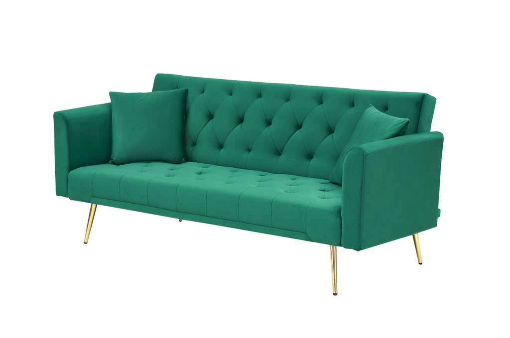 71 inch convertible love seat sofa, American retro  green velvet, suitable for small living room, bedroom, office - Grand Goldman Shop
