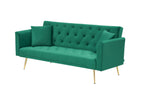 71 inch convertible love seat sofa, American retro  green velvet, suitable for small living room, bedroom, office - Grand Goldman Shop