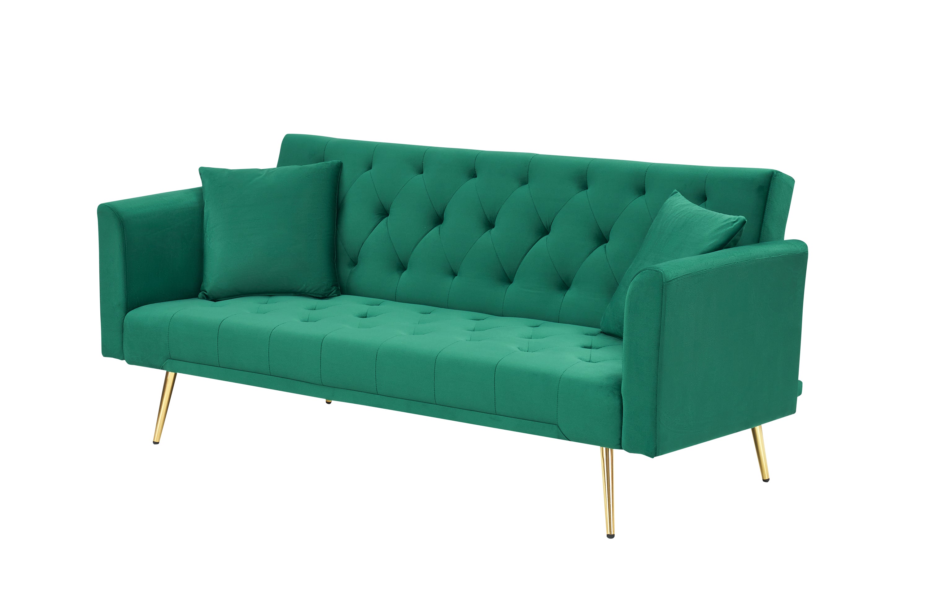 71 inch convertible love seat sofa, American retro  green velvet, suitable for small living room, bedroom, office - Grand Goldman Shop
