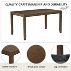 6-Piece Dining Table Set with Bench and Chairs, Wooden dining table set for 6 people, Farmhouse Rustic Style 6 Person Dining Table Set for Dining Room, Kitchen, Dark Walnut - Grand Goldman Shop