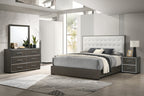 1pc Contemporary Upholstered Twin Size Panel Youth Bed Button Tufted Headboard Wooden Bedroom Furniture White Cream Gray - Sh