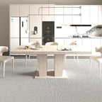 Rectangular extendable dining table, suitable for 6-10 people, with veined travertine pattern, dimensions 160-200 cm, simple and elegant. - Grand Goldman Shop