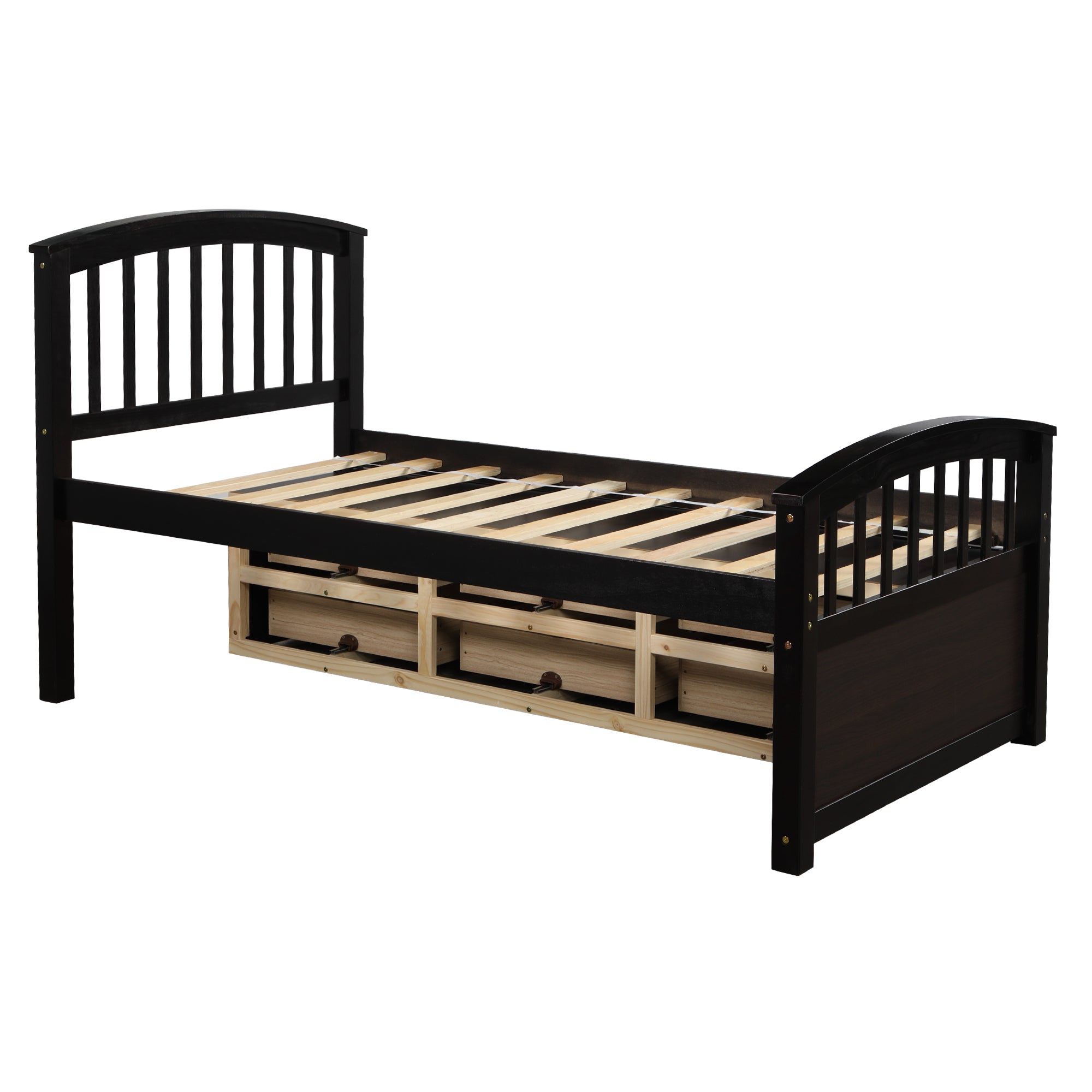 Orisfur. Twin Size Platform Storage Bed Solid Wood Bed with 6 Drawers - Grand Goldman Shop