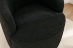 Teddy Fabric Swivel Accent Armchair Barrel Chair With Black Powder Coating Metal Ring,Black - Grand Goldman Shop
