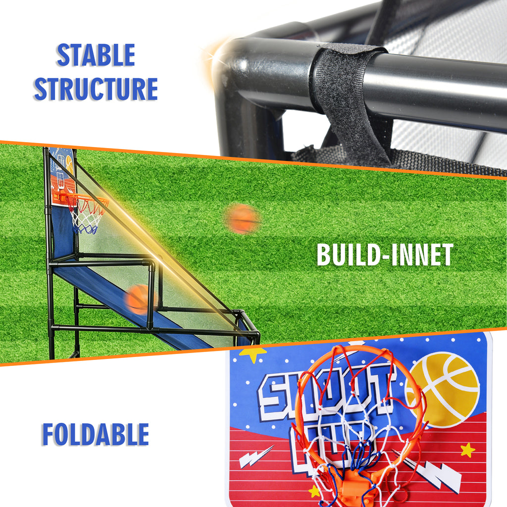 Kids Single Shot Basketball Arcade Game, Indoor Basketball Hoop with 2 Balls & Pump, Foldable Stand for Toddlers & Children -