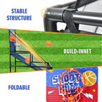 Kids Single Shot Basketball Arcade Game, Indoor Basketball Hoop with 2 Balls & Pump, Foldable Stand for Toddlers & Children -
