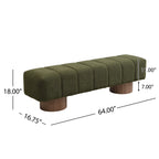 Upholstered Dining Bench for Dining Room, No-Assembly End of Bed Entryway Bench Ottoman for Bedroom Living Room, Green Boucle Fabric Stool Top Wood Leg 300 LBS Weight Capacity - Grand Goldman Shop