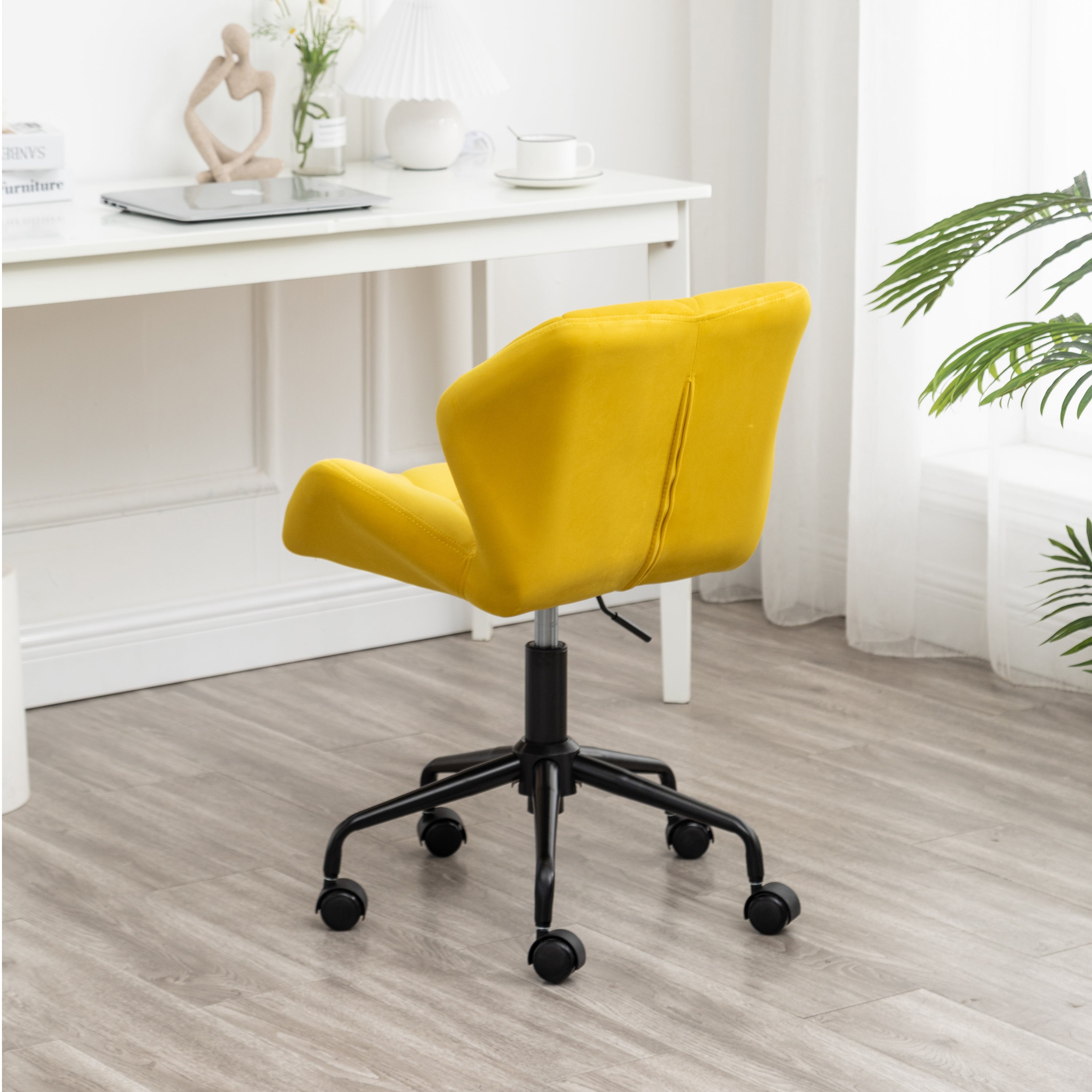 Eldon Diamond Tufted Adjustable Swivel Office Chair, Yellow - Grand Goldman