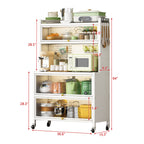 65'' Tall Kitchen Bakers Rack with Flip Door Cabinet, 5 Tier Multifunctional Microwave Stand Buffet, Coffee Bar, Kitchen Pantry Storage Cabinet Shelf, Quick Assembly, White - Grand Goldman Shop