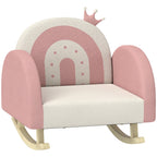 Qaba Kids Rocking Chair, Princess Crown Toddler Chair, Children's Armchair Rocker with Rainbow Backrest for Bedroom, Playroom
