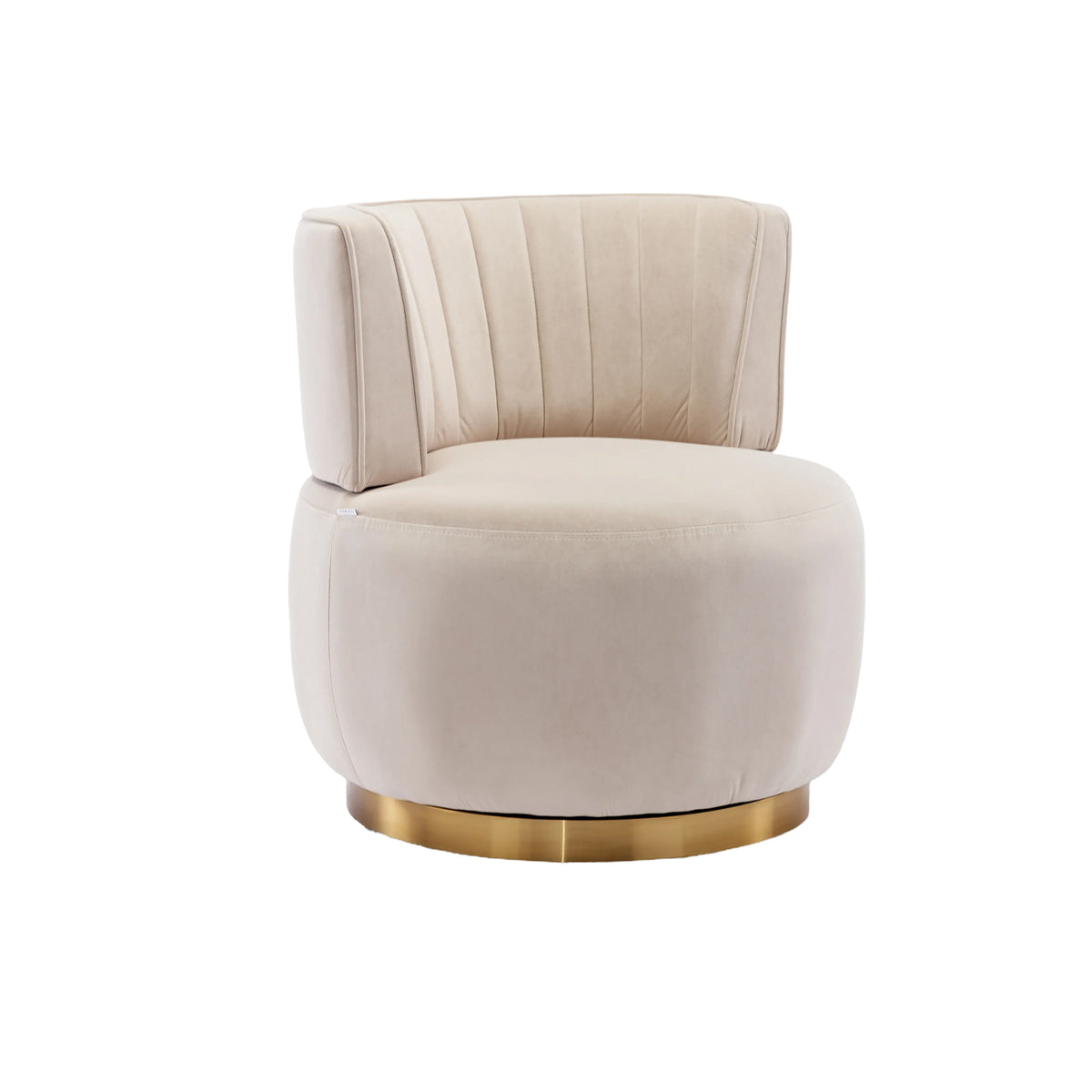 Swivel Barrel Accent Sofa Chair, 360 Degree Rotation, Fluffy Velvet Fabric, Beige, 25.20'' x 25.59'' x 26.38'' - Grand Goldman Shop