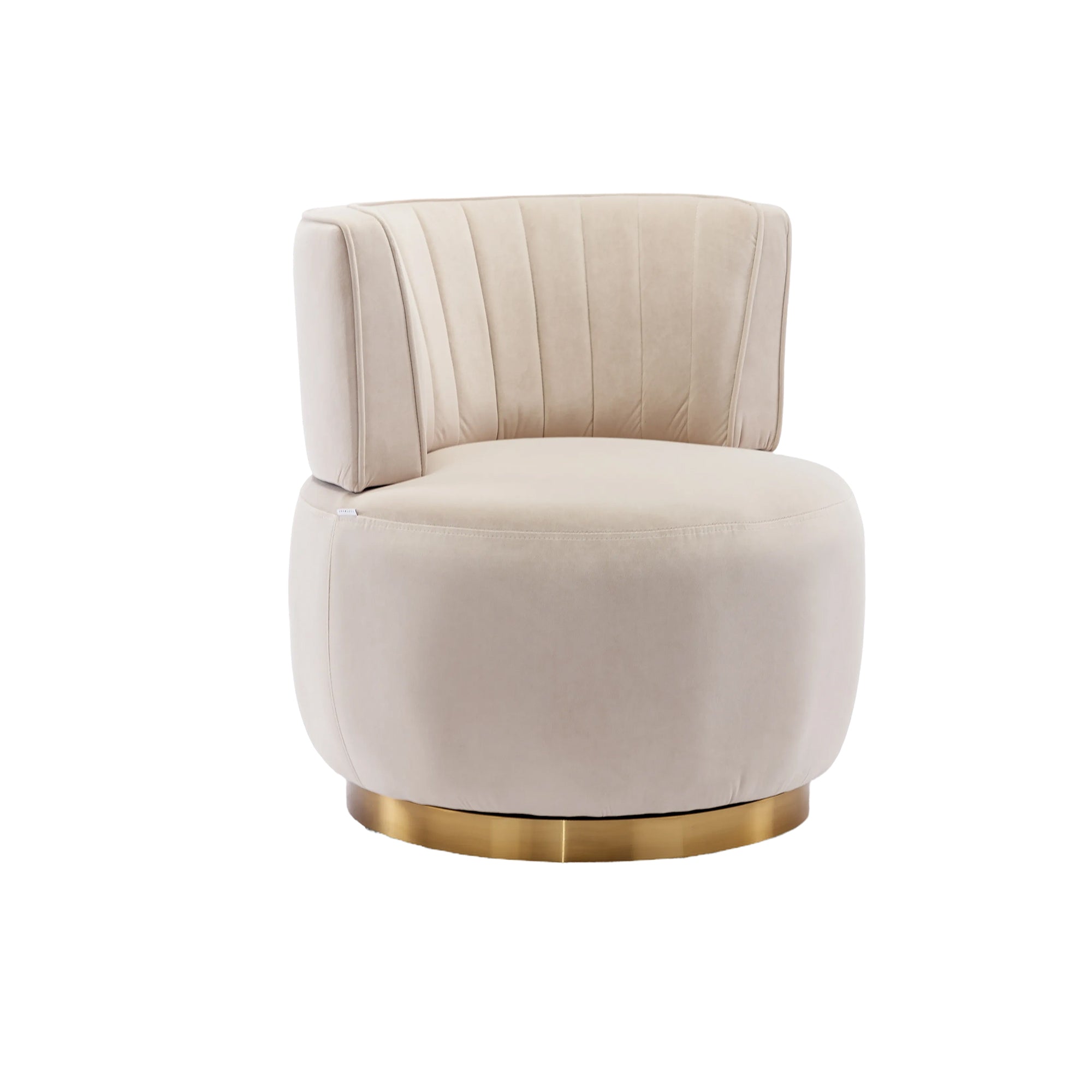 Swivel Barrel Accent Sofa Chair, 360 Degree Rotation, Fluffy Velvet Fabric, Beige, 25.20'' x 25.59'' x 26.38'' - Grand Goldman Shop