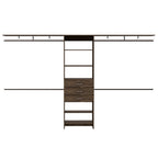 Plego 69'W - 118'W Drawers Closet System, Five Shelves, Four Hanging Rods, Three Drawers -Dark Walnut - Grand Goldman Shop