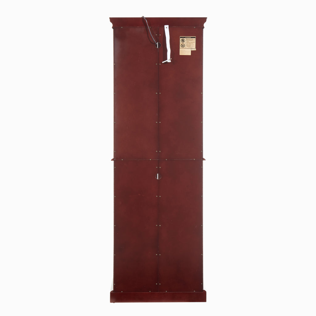 Lighted Curio Cabinet with Adjustable Shelves, Mirrored Back, and Tempered Glass Doors, 6-Tier Cherry Finish - Grand Goldman Shop