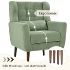Modern Accent Chair,Teddy Fabric Living Room Chairs Comfy Reading Chair,Mid Century Accent Chair, Lounge Arm Chairs Armchair for Living Room Bedroom (Light Green) - Grand Goldman Shop