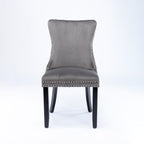 A&A Furniture,Upholstered Wing-Back Dining Chair with Backstitching Nailhead Trim and Solid Wood Legs,Set of 2, Gray,SW8809GY,  KD - Grand Goldman Shop