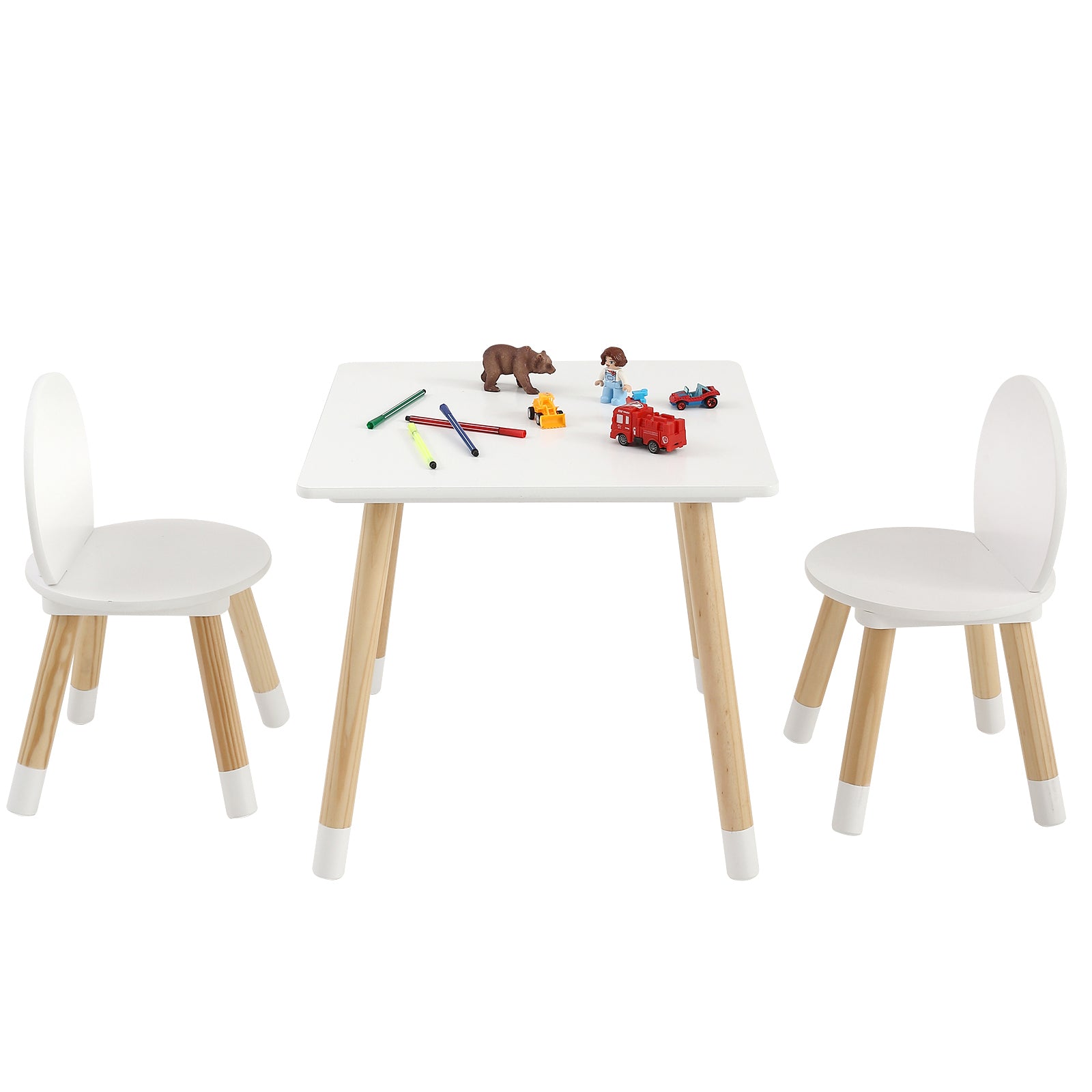Kids Table and 2 Chairs Set, Toddler Table and Chair Set, Children Multi-Activity Table for Art, Craft, Reading, Learning, 1 