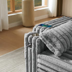 Light Grey Corduroy Sofa Bed with Pull Out  Bed - Grand Goldman Shop