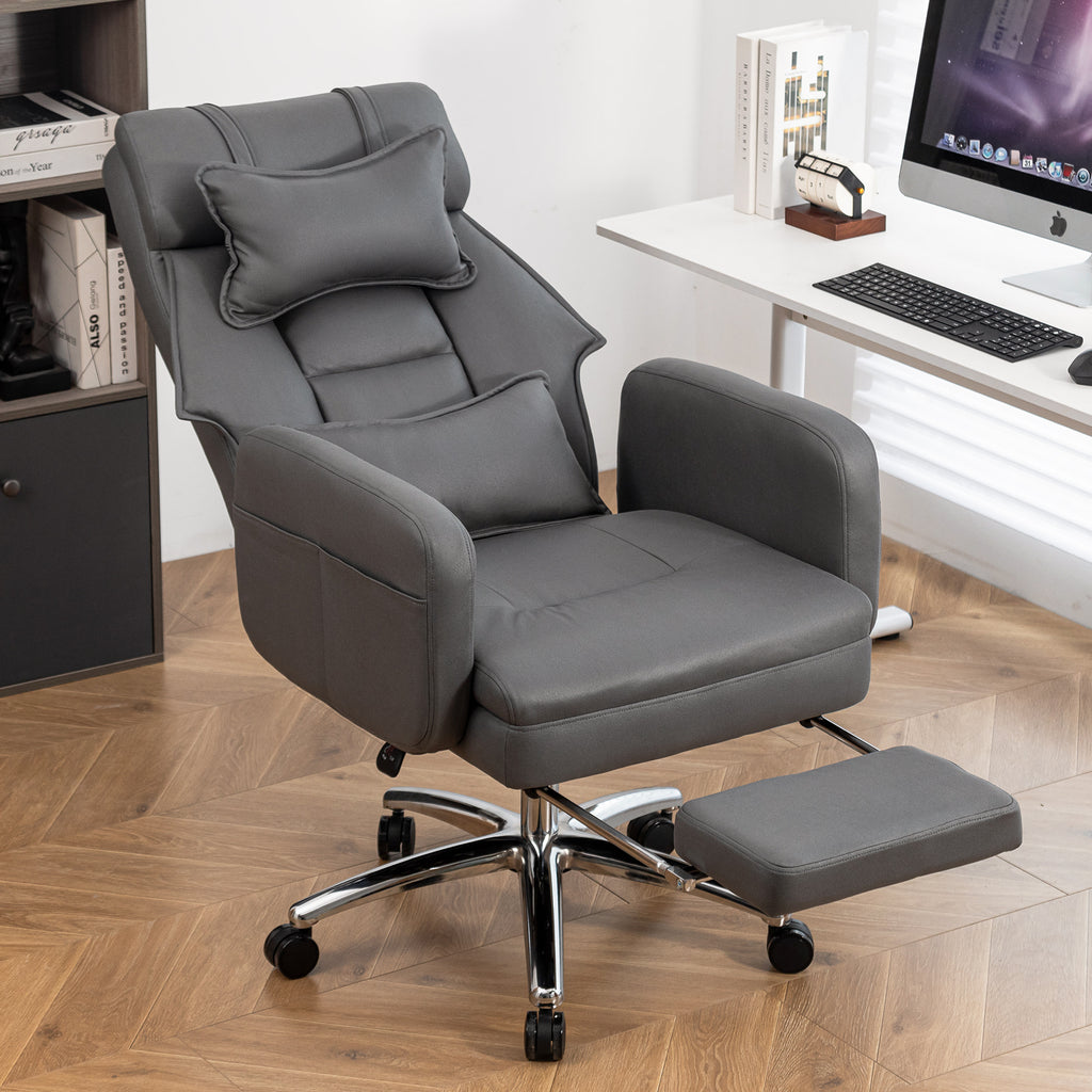 Swivel Ergonomic Office Chair, Technology Leather  High Back Office Chair with Lumbar Support Headrest, Sedentary Comfortable