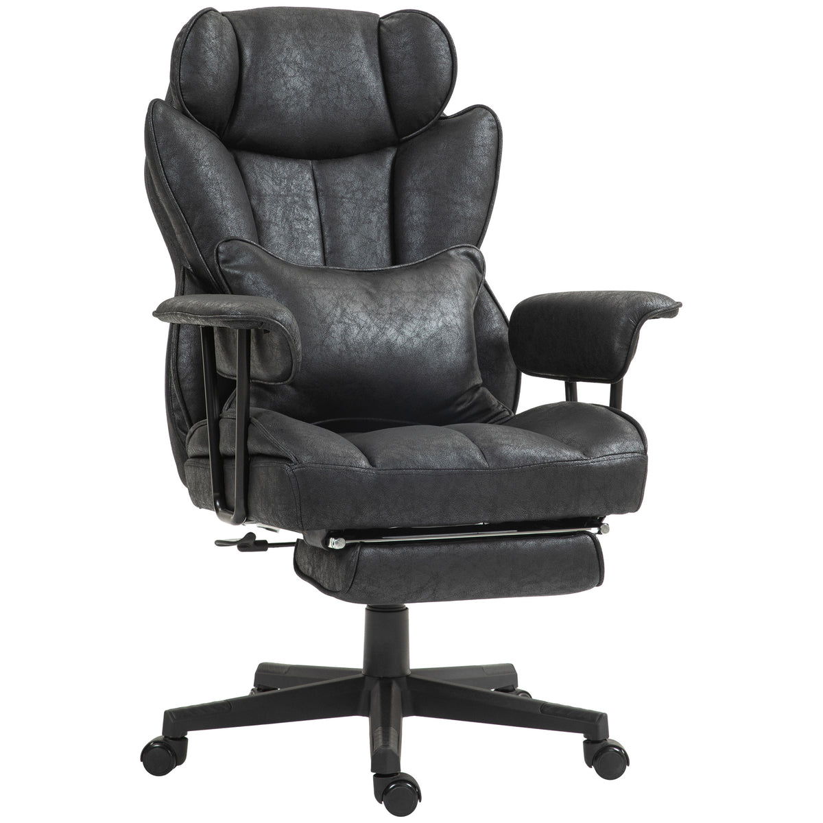 HOMCOM Executive Office Chair, 400LBS Big and Tall Office Chair with Foot Rest, Microfiber Computer Desk Chair with Lumbar Su