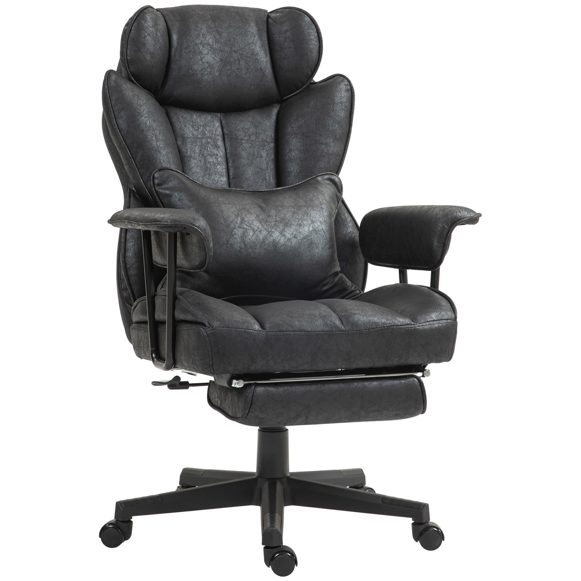 HOMCOM Executive Office Chair, 400LBS Big and Tall Office Chair with Foot Rest, Microfiber Computer Desk Chair with Lumbar Su
