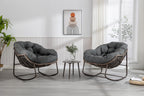 Outdoor Rattan Rocking Chair,Padded Cushion Rocker Recliner Chair Outdoor for Front Porch, Living Room, Patio, Garden, Grey - Grand Goldman Shop
