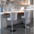 A&A Furniture,Swivel Velvet Barstools Adjusatble Seat Height from 25-33 Inch, Modern Upholstered Chrome base Bar Stools with Backs Comfortable Tufted for Home Pub and Kitchen Island（Gray,Set of 2） - Grand Goldman Shop