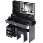 41' Large Size Left Drawer Desktop Vanity Table+Cushioned Stool Dresser Set, 2 AC+2 USB Power Station, Hair Dryer Stand, Extra Large Touch Control LED Mirror, 3-color Switch, EPA, GCC, UL Certificate - Grand Goldman Shop