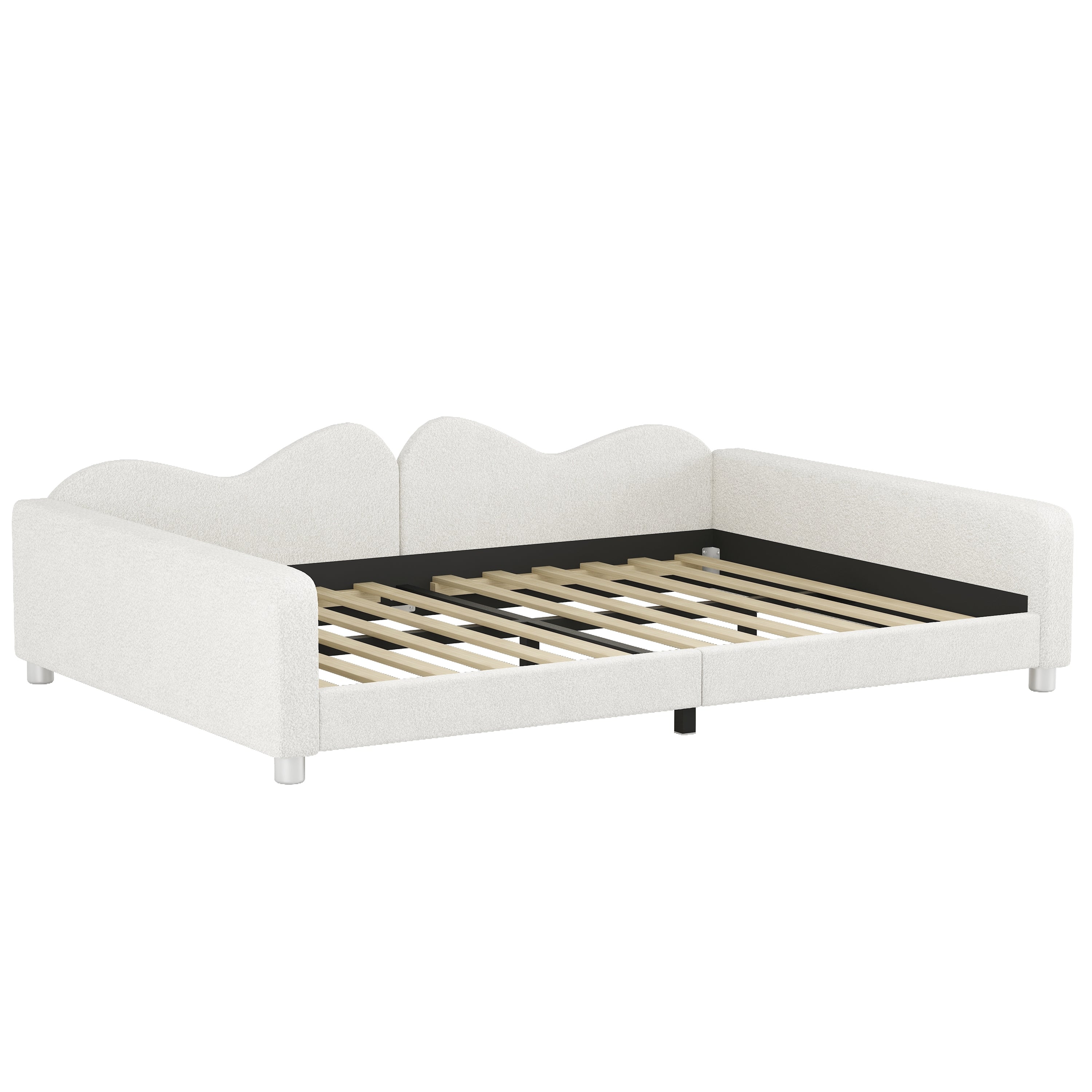 Full size Upholstered Daybed, Sherpa Fabric Sofabed with Cloud-Shaped Backrest, No Box-spring Needed, White(Old SKU: WF532069AAK) - Grand Goldman Shop