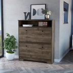 Shoe Rack Dublin, One Open Shelf, Two Extendable Cabinets, Dark Brown Finish - Grand Goldman Shop